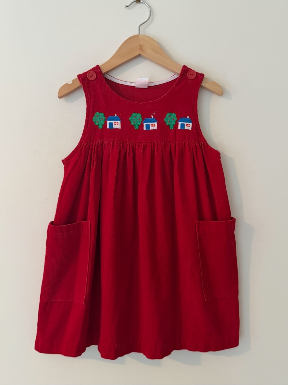 VINTAGE EUC Red Corduroy Fall Apple Tree School
House Dress
